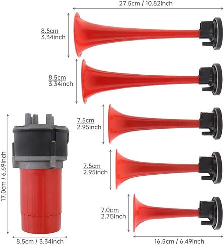 Universal 5 Trumpet 125db 12V 5 Musical Air Horn Dukes of Hazzard General Car Truck Boat Busses Air Compressor in Kuwait