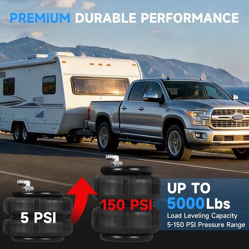 طقم تعليق أكياس الهواء Just-V - طقم زنبرك هوائي خلفي متوافق مع 2007-2018 Chevy Silverado GMC Sierra 1500، قدرة تحميل 5000 رطل للشاحنات، بديل لمجموعات ركوب Firestone 2430 in Kuwait