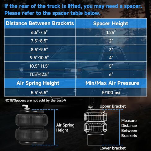 طقم تعليق أكياس الهواء Just-V - طقم زنبرك هوائي خلفي متوافق مع 2007-2018 Chevy Silverado GMC Sierra 1500، قدرة تحميل 5000 رطل للشاحنات، بديل لمجموعات ركوب Firestone 2430 in Kuwait