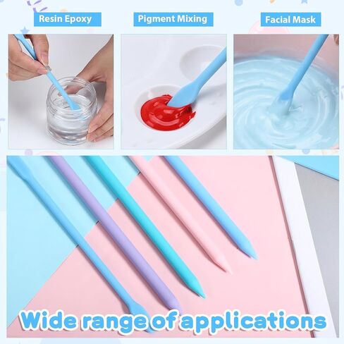 6PCS Silicone Stir Sticks for Resin, Reusable Paint Stir Sticks, Pointed Mixing Stick for Epoxy Resin, Paint, Crafts, Facial Mask, Multi-Size, 4 Colors in Kuwait
