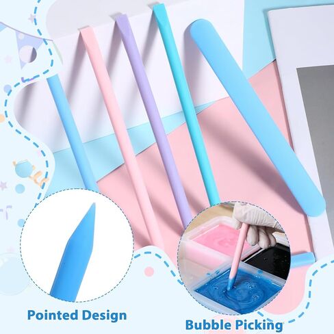 6PCS Silicone Stir Sticks for Resin, Reusable Paint Stir Sticks, Pointed Mixing Stick for Epoxy Resin, Paint, Crafts, Facial Mask, Multi-Size, 4 Colors in Kuwait