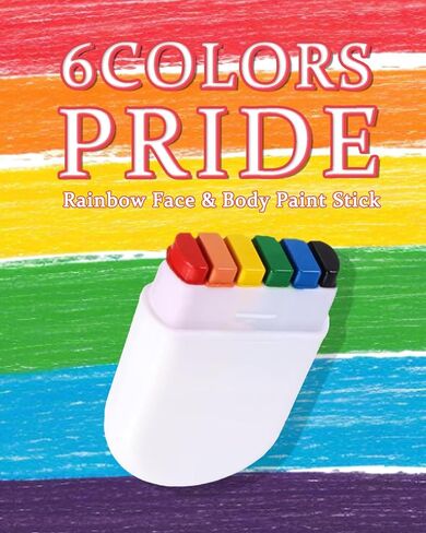 Rainbow Pride Face Paint & 2 Sheets Nail Stickers – Gay Pride Rainbow Flag Makeup Stick, Cosplay Face Body Paint for Pride Parades, Festivals, Pride Month Celebrations, Cosplay, Party in Kuwait