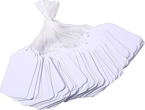 500 Pcs White Paper Gift Tags with String, 2.75" x 1.57" Blank Key Tags with Labels for Merchandise, Display, Jewelry, Clothing, Writable Hang Tags in Kuwait