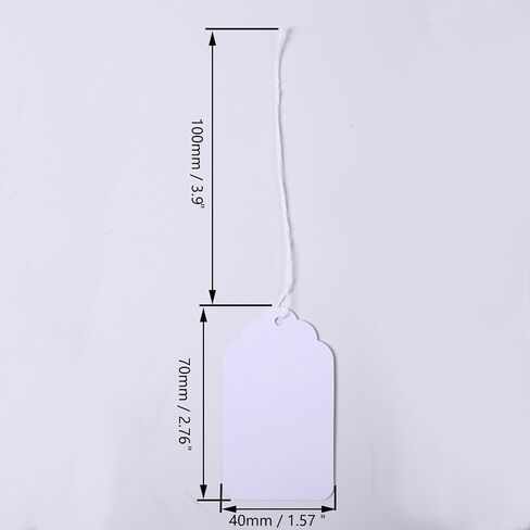 500 Pcs White Paper Gift Tags with String, 2.75" x 1.57" Blank Key Tags with Labels for Merchandise, Display, Jewelry, Clothing, Writable Hang Tags in Kuwait