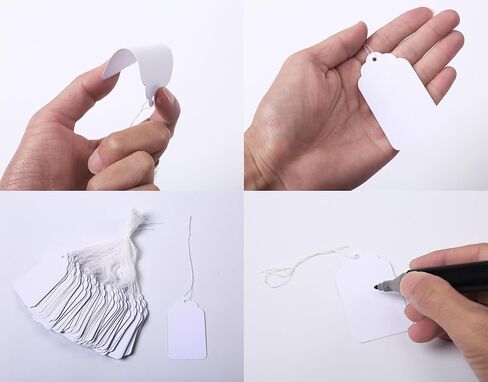 500 Pcs White Paper Gift Tags with String, 2.75" x 1.57" Blank Key Tags with Labels for Merchandise, Display, Jewelry, Clothing, Writable Hang Tags in Kuwait