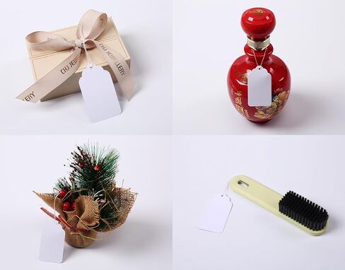 500 Pcs White Paper Gift Tags with String, 2.75" x 1.57" Blank Key Tags with Labels for Merchandise, Display, Jewelry, Clothing, Writable Hang Tags in Kuwait