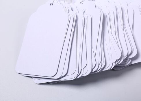 500 Pcs White Paper Gift Tags with String, 2.75" x 1.57" Blank Key Tags with Labels for Merchandise, Display, Jewelry, Clothing, Writable Hang Tags in Kuwait