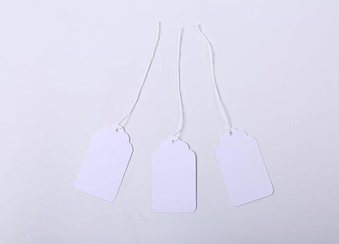 500 Pcs White Paper Gift Tags with String, 2.75" x 1.57" Blank Key Tags with Labels for Merchandise, Display, Jewelry, Clothing, Writable Hang Tags in Kuwait