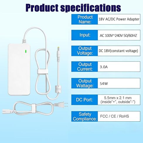 XCNXCN 18V Charger (White) for Cricut Explore air 2, Expression 2, Maker, Explore Air, Explore One Create Cake Mini Original Replacement for Cricut Maker KSAH1800250T1M2 Cutting Power Supply Cord in Kuwait