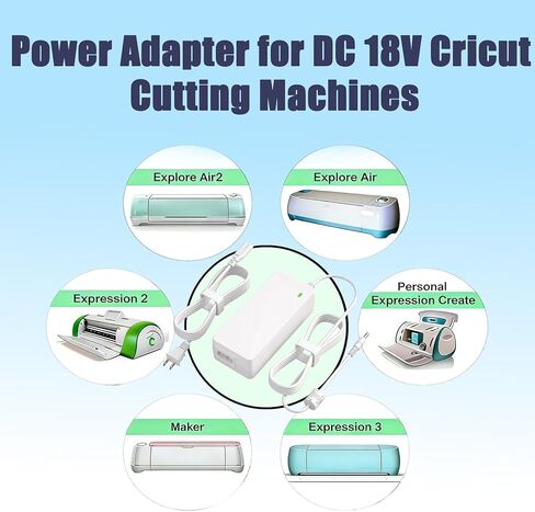 XCNXCN 18V Charger (White) for Cricut Explore air 2, Expression 2, Maker, Explore Air, Explore One Create Cake Mini Original Replacement for Cricut Maker KSAH1800250T1M2 Cutting Power Supply Cord in Kuwait