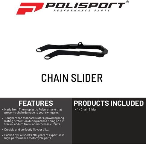Polisport Motocross Motorcycles (MX) سلسلة منزلق لهوندا CR125/250 (2002-2007)، CRF250R (2004-2009)، CRF450R (2002-2008) - منزلق سلسلة TPU عالي الجودة OEM، متين، سهل التركيب، أسود in Kuwait
