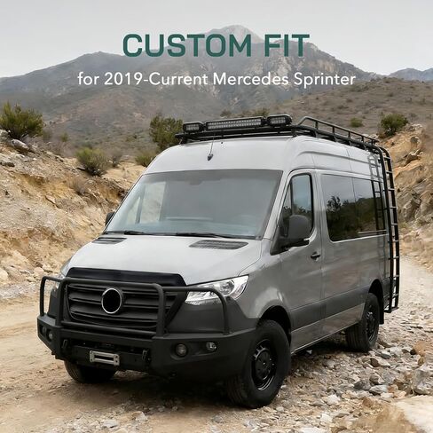غطاء محرك السيارة لسيارة Mercedes Benz Sprinter Van 2019-2026 VS30، قطعة واحدة من غطاء محرك السيارة الواقي من الحشرات، ABS، أسود in Kuwait