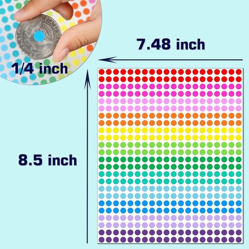 10080 PCS Small Dot Stickers 1/4" Mini Circle Stickers 12 Color Coding Labels Tiny Dot Stickers for Office,Classroom in Kuwait