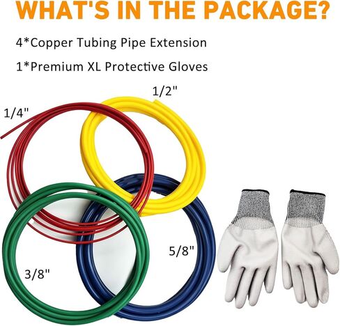 4pc 13ft(4m) Conditioning Copper Tubing Pipe Extension Tool Kit 1/4" 3/8" 1/2" 5/8" Copper Tube Bender Strip Kit - with Premium XL Protective Gloves for Air Conditioner Line Repair Tools in Kuwait