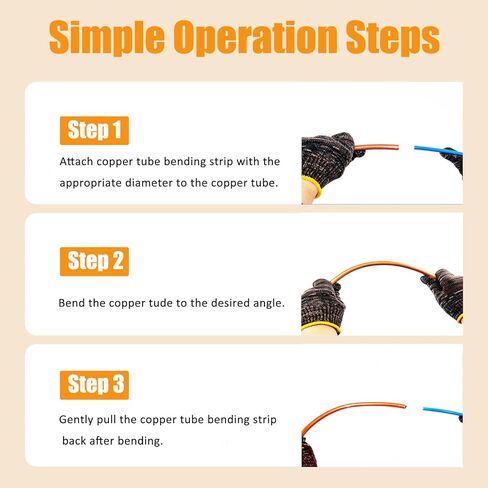 4pc 13ft(4m) Conditioning Copper Tubing Pipe Extension Tool Kit 1/4" 3/8" 1/2" 5/8" Copper Tube Bender Strip Kit - with Premium XL Protective Gloves for Air Conditioner Line Repair Tools in Kuwait