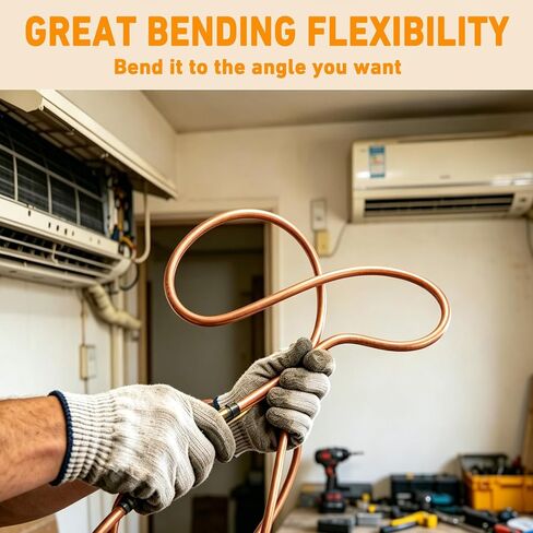 4pc 13ft(4m) Conditioning Copper Tubing Pipe Extension Tool Kit 1/4" 3/8" 1/2" 5/8" Copper Tube Bender Strip Kit - with Premium XL Protective Gloves for Air Conditioner Line Repair Tools in Kuwait
