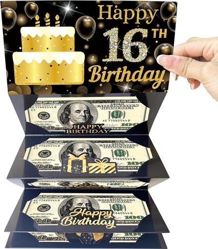 16th Happy Birthday Party Money Envelope for Cash Gifts Birthday Eve Party Cash Gifts Surprise Money or Gift Card Holder for Boys Girls 16th Celebration Party Supplies in Kuwait