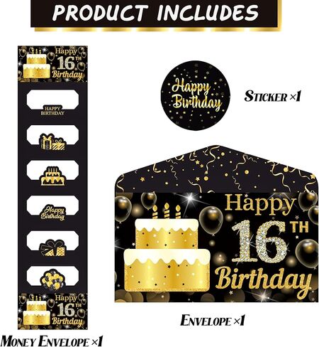 16th Happy Birthday Party Money Envelope for Cash Gifts Birthday Eve Party Cash Gifts Surprise Money or Gift Card Holder for Boys Girls 16th Celebration Party Supplies in Kuwait