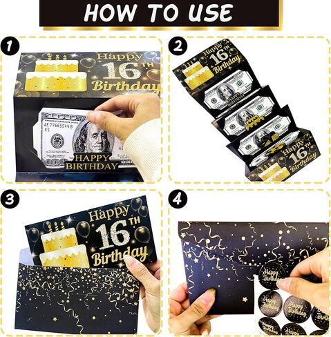 16th Happy Birthday Party Money Envelope for Cash Gifts Birthday Eve Party Cash Gifts Surprise Money or Gift Card Holder for Boys Girls 16th Celebration Party Supplies in Kuwait
