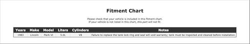 Fuel Pump Hanger Assembly Compatible With Lincoln Mark VI 5.0L V8 1983 P-5343805 in Kuwait