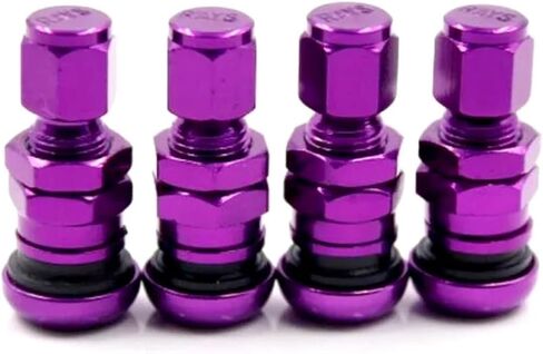 4Pcs Car Truck Motorcycle Valve Short Stems Metal Tire Valve Stem Kit with Dust Cap(Purple) in Kuwait