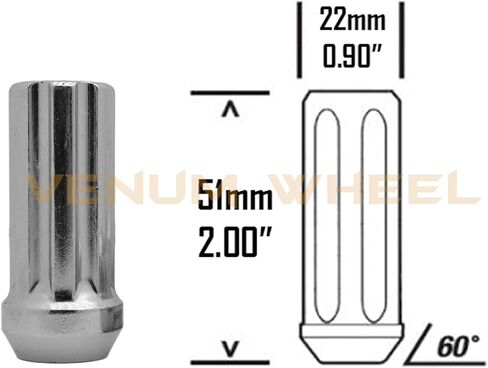 Venum wheel accessories (20) VNM Spline Locking Lug Nuts 9/16"-18 Chrome Lugs Compatible with Ram 1500 2002-2011 Includes 2 Socket Keys in Kuwait