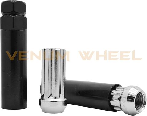 Venum wheel accessories (20) VNM Spline Locking Lug Nuts 9/16"-18 Chrome Lugs Compatible with Ram 1500 2002-2011 Includes 2 Socket Keys in Kuwait