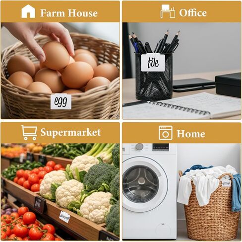 16Pcs White Clip-On Basket Labels, 3.5x2.5 Inch Removable PVC Labels with Holders for Storage Bins, Pantry & Closet Organization, Removable Label Holders in Kuwait