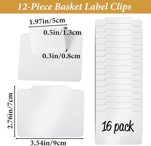 16Pcs White Clip-On Basket Labels, 3.5x2.5 Inch Removable PVC Labels with Holders for Storage Bins, Pantry & Closet Organization, Removable Label Holders in Kuwait