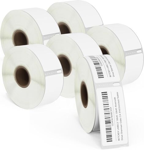 BETCKEY - Removable Film Label Replacement for DYMO 30336 (1" x 2-1/8"), Durable Waterproof Barcode Label - Compatible with Rollo, DYMO 450, 4XL & Zebra Printers[6 Rolls/3000 Labels] in Kuwait