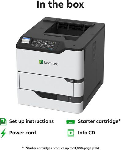 Lexmark MS825dn Monochrome Laser Duplex (2-Sided) Printing, Print Speed of up to 70 ppm and Recommended Monthly Volume of 5000-100000 Pages(50G0300) in Kuwait