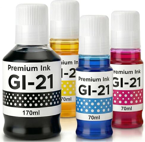 مجموعة زجاجات الحبر GI-21 G3270 البديلة لزجاجات إعادة تعبئة الحبر Canon 21 GI-21 متوافقة مع طابعة Canon MegaTank G3260 G3270 G3290 G3272 G4280 G4270 G2270 G2260 G1220 G1230، 4 عبوات in Kuwait