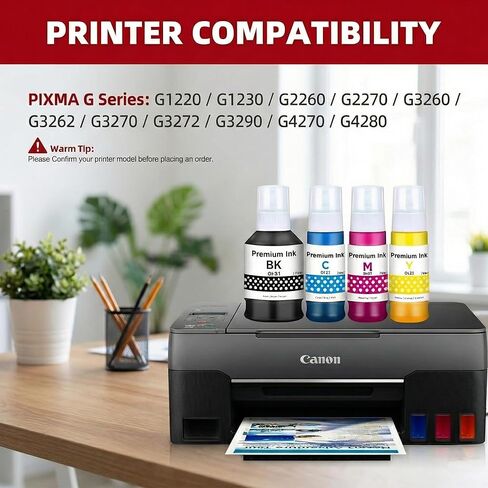 مجموعة زجاجات الحبر GI-21 G3270 البديلة لزجاجات إعادة تعبئة الحبر Canon 21 GI-21 متوافقة مع طابعة Canon MegaTank G3260 G3270 G3290 G3272 G4280 G4270 G2270 G2260 G1220 G1230، 4 عبوات in Kuwait