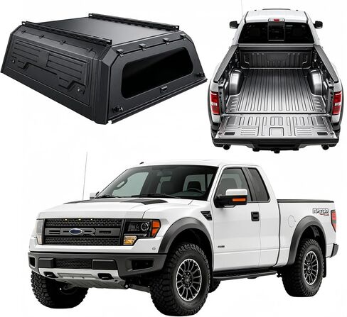 Hard Top Pickup Truck Topper Bed Cap Canopy Compatible with Ford F-150 Raptor 2010-2021 5.5FT Heavy Duty Waterproof | Locking No-Drill | Pickup Truck Topper Camper Shell in Kuwait