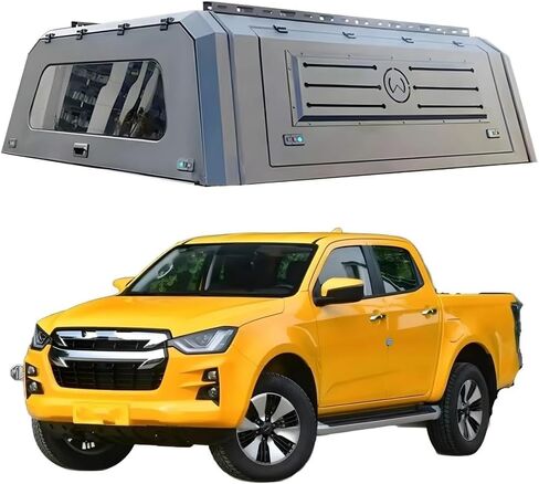 مظلة بيك اب صلبة متوافقة مع Isuzu D-Max Toyota Hilux RAM 1500 Silverado Changan Hunter - غطاء سرير شاحنة صلب من الصلب المنغنيز مع قفل الباب الخلفي وحمولة 150 كجم in Kuwait