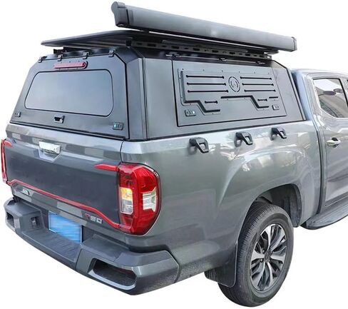 مظلة بيك اب صلبة متوافقة مع Isuzu D-Max Toyota Hilux RAM 1500 Silverado Changan Hunter - غطاء سرير شاحنة صلب من الصلب المنغنيز مع قفل الباب الخلفي وحمولة 150 كجم in Kuwait