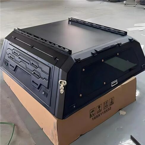 مظلة بيك اب صلبة متوافقة مع Isuzu D-Max Toyota Hilux RAM 1500 Silverado Changan Hunter - غطاء سرير شاحنة صلب من الصلب المنغنيز مع قفل الباب الخلفي وحمولة 150 كجم in Kuwait