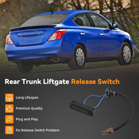 DEAL AUTO ELECTRIC PARTS زر مفتاح تحرير باب صندوق السيارة الخلفي، متوافق مع Nissan 07-12 Altima 06-08 Maxima 04-07 Murano 04-13 Pathfinder 07-13 Versa، يستبدل # 25380-ED000، أسود in Kuwait