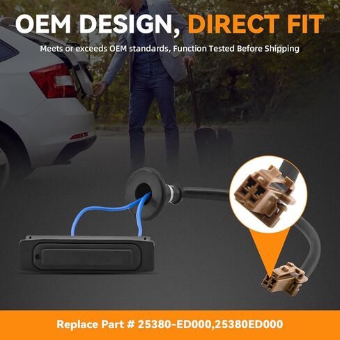 DEAL AUTO ELECTRIC PARTS زر مفتاح تحرير باب صندوق السيارة الخلفي، متوافق مع Nissan 07-12 Altima 06-08 Maxima 04-07 Murano 04-13 Pathfinder 07-13 Versa، يستبدل # 25380-ED000، أسود in Kuwait