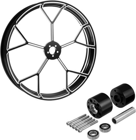 30" x 3.5" Front Wheel Rim with Dual Disc Hubs Fit for Harley 2008-later Touring Street Glide, Custom Black Billet CNC Front Wheel Rim Non ABS in Kuwait
