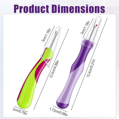 2 Pcs Seam Ripper, Ergonomic Stitch Ripper, Embroidery Removal Tool, Needlepoint Accessories for Hand Sewing, Knitting, Cross Stitching, Thread Cutter for Sewing Crafts (Purple + Green) in Kuwait