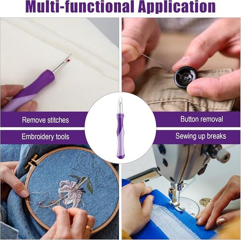 2 Pcs Seam Ripper, Ergonomic Stitch Ripper, Embroidery Removal Tool, Needlepoint Accessories for Hand Sewing, Knitting, Cross Stitching, Thread Cutter for Sewing Crafts (Purple + Green) in Kuwait