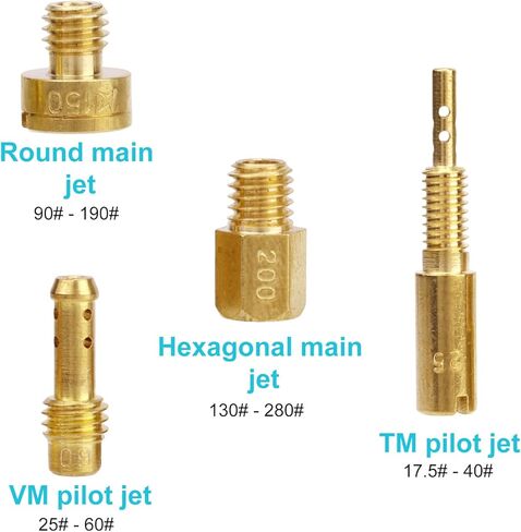 42pcs Carburetor Jet Kit for Mikuni, Including 17 Round Main 6 TM Pilot 8 VM Pilot and 11 Hex Main Jets Practical Carburetor Accessories for Tuning and Repairing in Kuwait