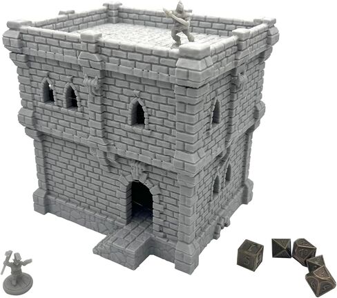 Middle Ages Medieval Castle Architectural Terrain Set for 18-25mm Miniatures Wargame, 3D Printed and Paintable, Gift for Tabletop Hobby Enthusiasts (Flat Rooftop, 2, Floors) in Kuwait
