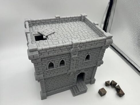 Middle Ages Medieval Castle Architectural Terrain Set for 18-25mm Miniatures Wargame, 3D Printed and Paintable, Gift for Tabletop Hobby Enthusiasts (Flat Rooftop, 2, Floors) in Kuwait