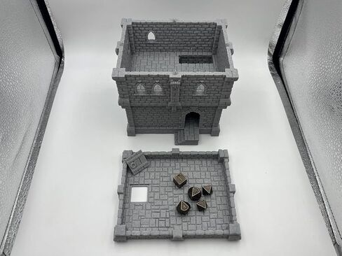 Middle Ages Medieval Castle Architectural Terrain Set for 18-25mm Miniatures Wargame, 3D Printed and Paintable, Gift for Tabletop Hobby Enthusiasts (Flat Rooftop, 2, Floors) in Kuwait