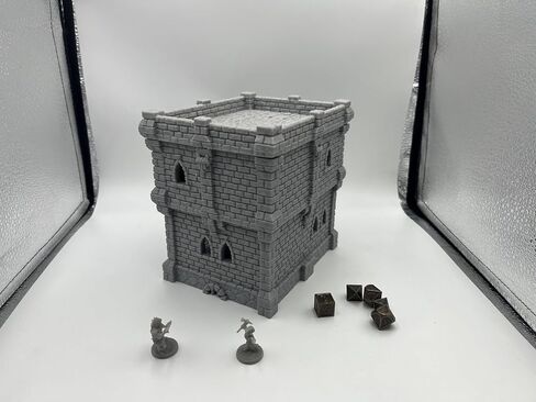 Middle Ages Medieval Castle Architectural Terrain Set for 18-25mm Miniatures Wargame, 3D Printed and Paintable, Gift for Tabletop Hobby Enthusiasts (Flat Rooftop, 2, Floors) in Kuwait