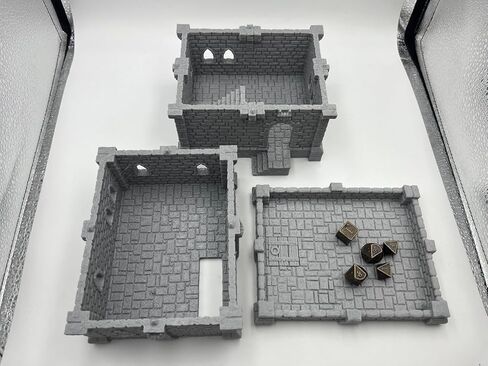Middle Ages Medieval Castle Architectural Terrain Set for 18-25mm Miniatures Wargame, 3D Printed and Paintable, Gift for Tabletop Hobby Enthusiasts (Flat Rooftop, 2, Floors) in Kuwait