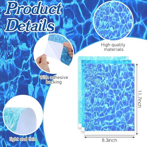 Ripple Water Sticker, 6 Sheets Self Adhesive Diorama Supplies Paper - Pearlescent Ripple Stream Sheet for Miniature Lake River Home Decor in Kuwait