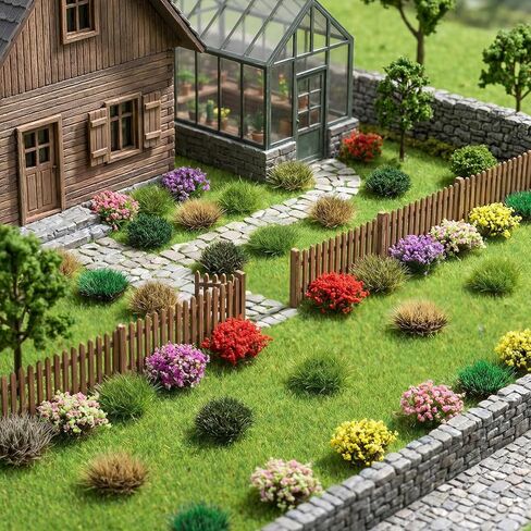 Grevosea 110 Pcs DIY Miniature Flowers Plants, Self Adhesive Flower Clusters Static Grass Tufts Lowland Shrubs Model Kit for Train Railroad Scenery Sand Diorama Miniature Bases Terrain in Kuwait